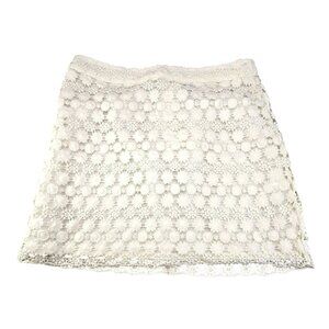 White Lace Mini Skirt By H&M Divided Size 2 Floral Crochet Womens JJ3935